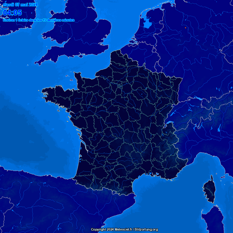 radar du suivi des orages et des derniers impacts de foudre en France météopassion