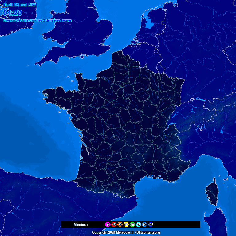 impacts de foudre dans les deux dernières heures en France météopassion