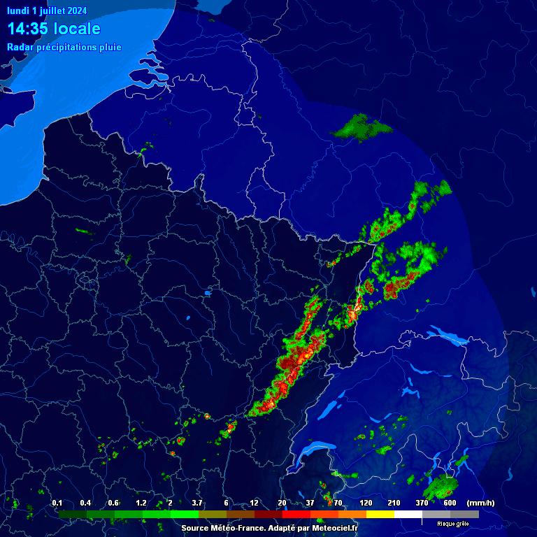Meteociel.fr - Radar de précipitations pluie - Zoom Nord-Est