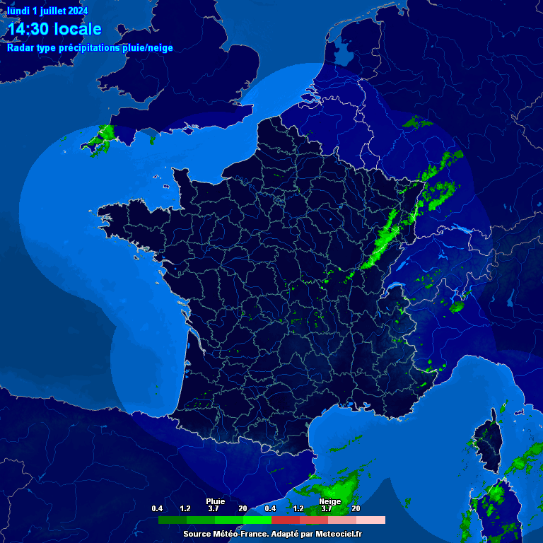 Meteociel.fr - Radar de précipitations pluie et neige - Radar France