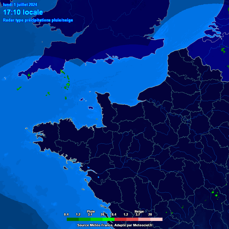 Meteociel.fr - Radar de précipitations pluie et neige - Zoom Nord-Ouest