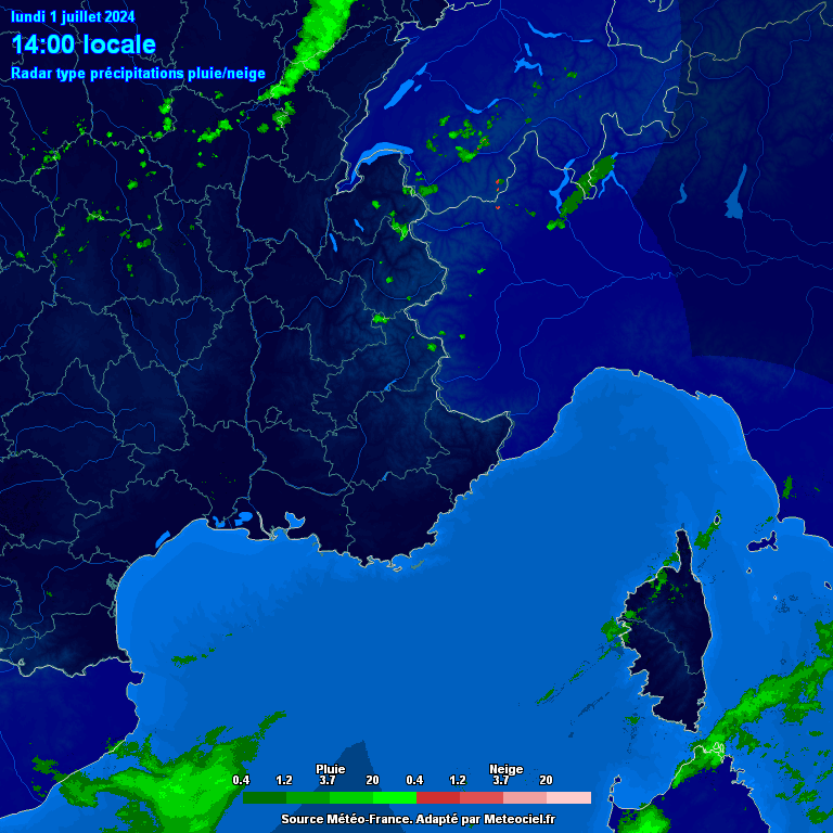 Meteociel.fr - Radar de précipitations pluie et neige - Zoom Sud-Est