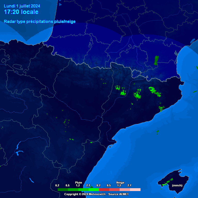 Meteociel.fr - Radar de précipitations pluie et neige - Espagne/Portugal