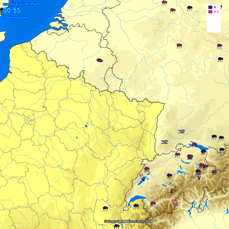 Meteociel - Observations météo en temps réel en France - Zoom Nord-Est  France
